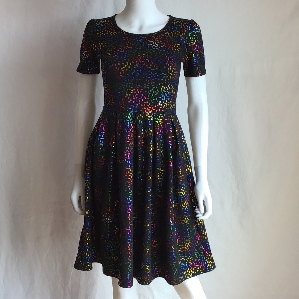 LuLaRoe Black Dress Confetti Design